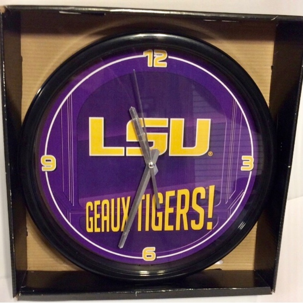 LAST ONE! NIB LSU Tigers 12" Wall or Freestanding Desk Clock - COLLECTIBLE